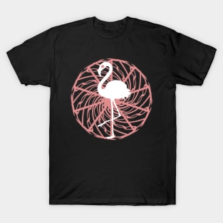 Minimalist flamingo in a pink swirl T-Shirt